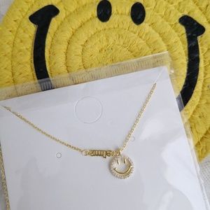 New Nyu Nyu Smile Face Necklace Gold Tone 15"-17"